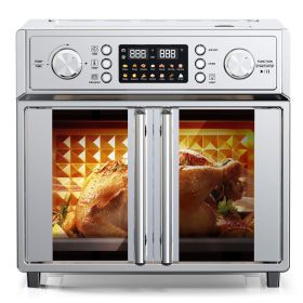 27.5QT French Door Air Fryer Toaster Oven Combo, Countertop Oven with 14 Presets & Digital Control, Stainless Steel Large Toaster Oven for Baking