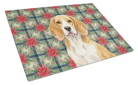 Lemon and White Beagle Christmas PoinsettIas Glass Cutting Board Decorative Tempered Glass Kitchen Cutting and Serving Board Large Size Chopping
