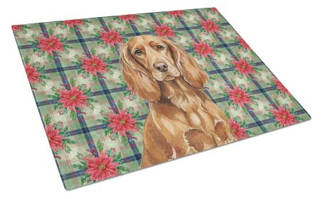Boykin Spaniel Christmas PoinsettIas Glass Cutting Board Decorative Tempered Glass Kitchen Cutting and Serving Board Large Size Chopping Board