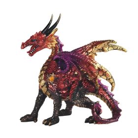 5"W Red Volcano Dragon Figurine Home Decor Gift